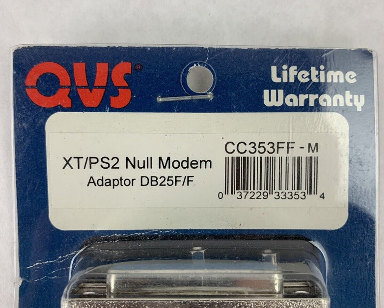 New QVS CC353FF-M XT/PS2 Null Modem Adapter DB25F/F
