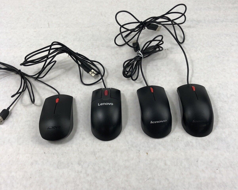 Assorted Lenovo Wired USB Mice - 2 45J4889 - 1 0PH133 - 1 03X6861 (Lot of 4)