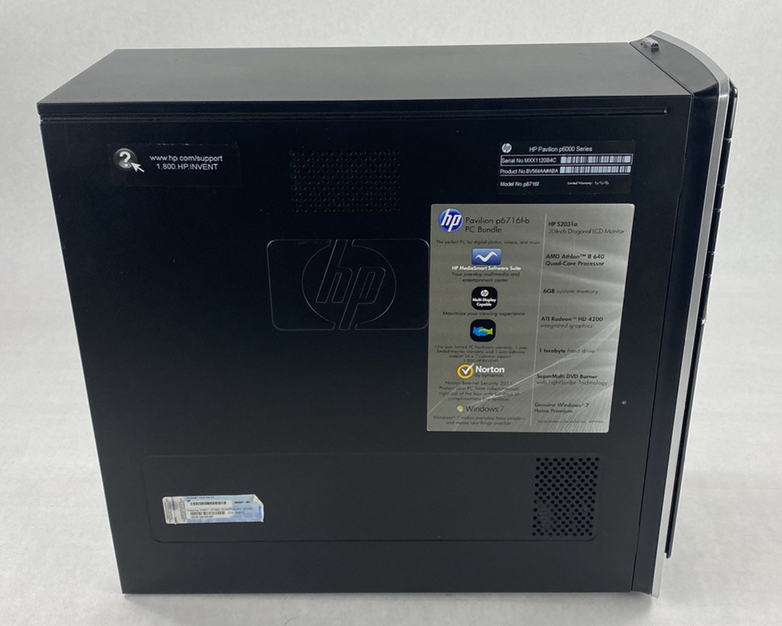 HP Pavilion P6716f MT AMD Athlon II x4 640 3.00GHz 6GB RAM No HDD No OS