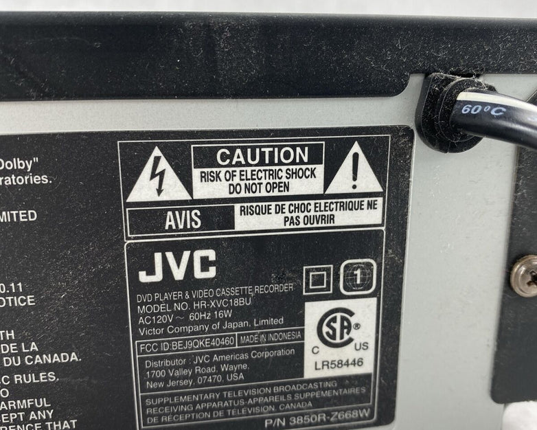 JVC HR-XVC16 Hi-Fi SQPB VHS Cassette Recorder VCR DVD Player Combo For Parts