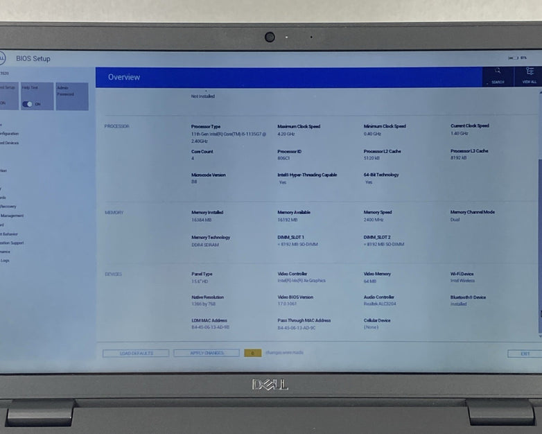 Dell Latitude 3520 Intel Core i5-1135G7 2.40 GHz 16 GB RAM 15.6" No SSD No OS