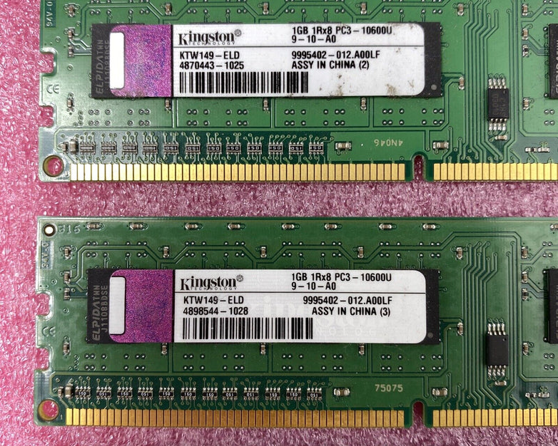 Lot ( 4 ) 1GB Kingston KTW149-ELD Desktop Memory PC3-10600U DDR3 1RX8