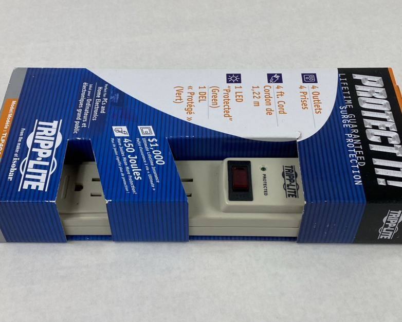 Tripp-Lite TLP404 4-Outlet 390J Surge Protector 4ft Power Strip