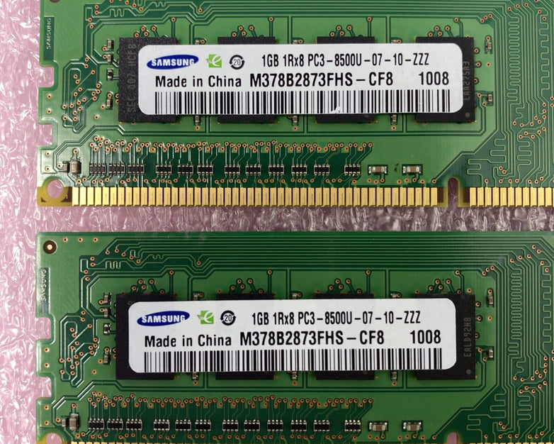 Lot( 2 ) 1GB Samsung M378B2873FHS-CF8 1Rx8 PC3-8500U Desktop RAM Memory