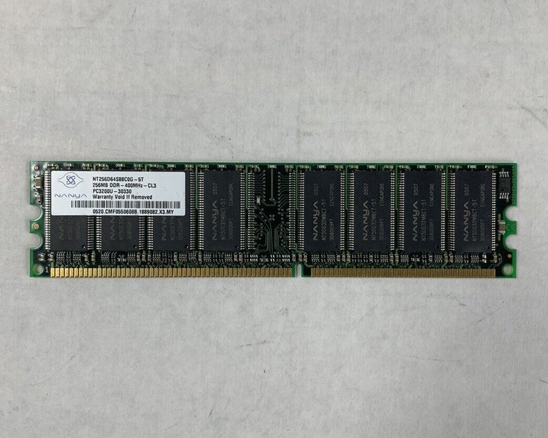 Nanya 256MB DDR-400MHz-CL3 PC3200U-30330 NT256D6t4S88C0G-5T (Lot of 5)