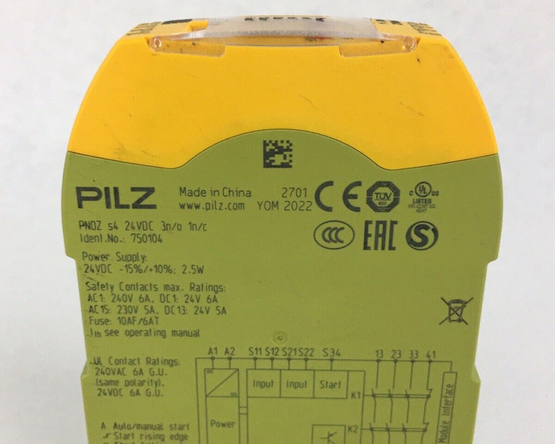PILZ PNOZ s4 24VDC 3 n/o 1 n/c 750104 Untested