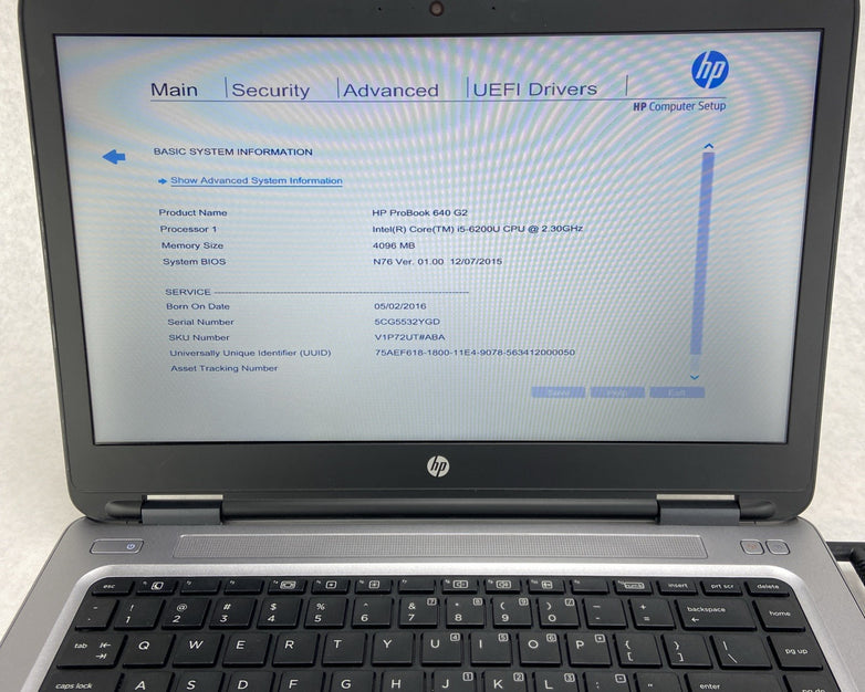 HP ProBook 640 G2 Intel Core i5-6200U 2.30GHz 4GB RAM 14" No HDD No OS