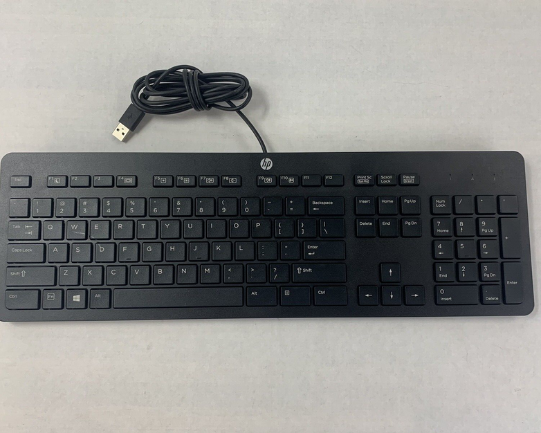 HP PH0U Slim USB Wired US Black Desktop Keyboard with Numpad