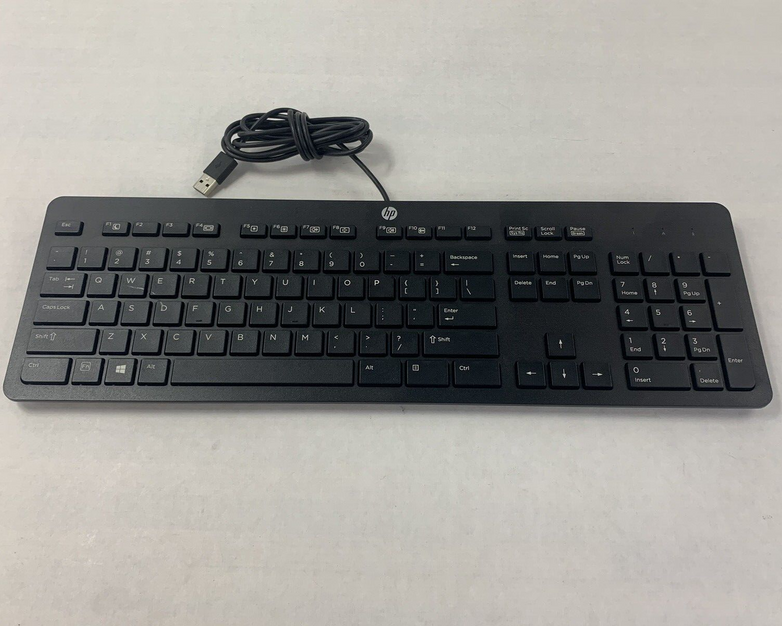 HP PH0U Slim USB Wired US Black Desktop Keyboard with Numpad