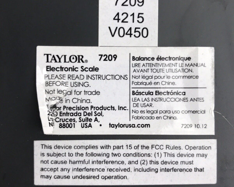 Taylor 7209 Glass CalMax and BMI Electronic Scale