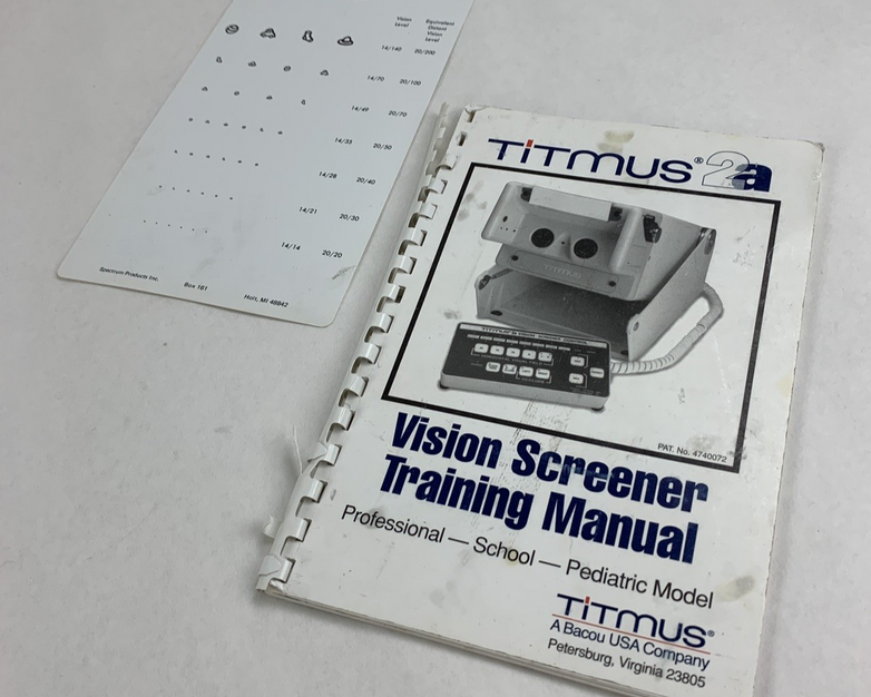 Titmus 2a Vision Screener Tester Powers on W/ Manual and Test Card