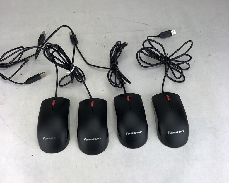 Lenovo MOEUUQA Black Wired USB Mouse (Lot of 4)