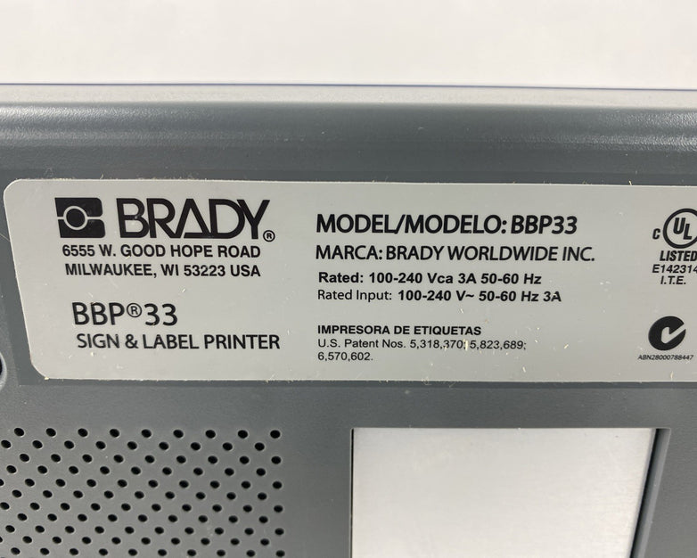 Brady BBP33 Industrial Label Printer No Power Cord Parts or Repair