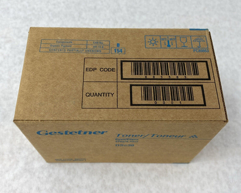 Genuine Gestetner DSc38 Cyan Toner Cassette 275g 9.70oz 885383