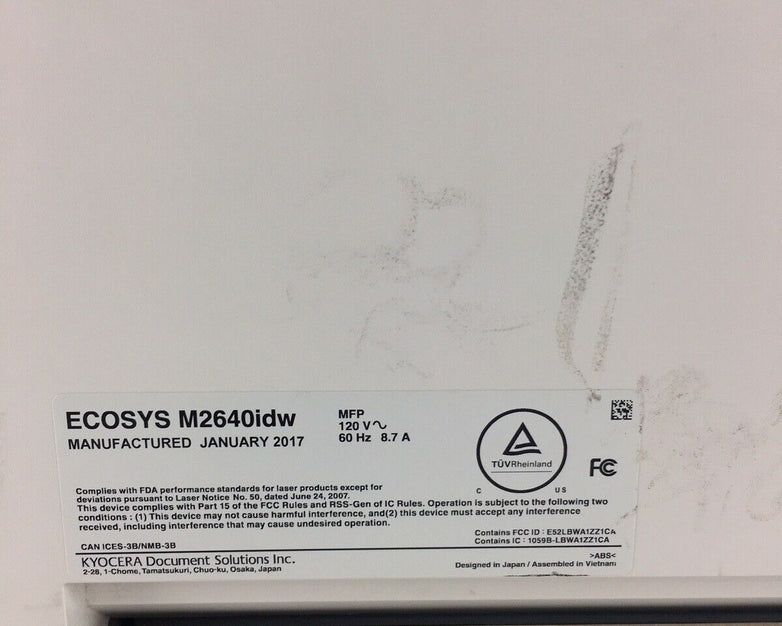 Kyocera ECOSYS M2640idw All-in-One Monochrome Laser Printer Tested Bad Wireless