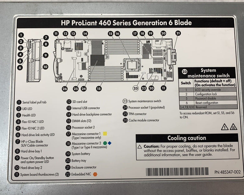 HP ProLiant 460 Series Gen9 Blade Server Top Cover 6053B03777