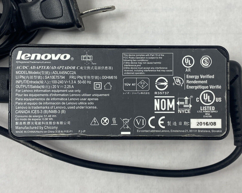 Lot of 4 Lenovo ADLX45NCC2A 45W 20V 2.25A AC/DC Adapter