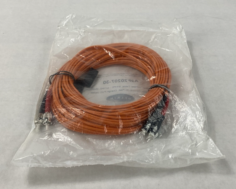 Belkin A2F20207-30 Fiber Optic Jumper Cable 30ft ST to SC Duplex Zipcord Orange