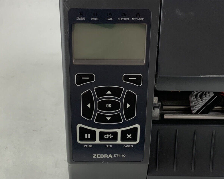 Zebra ZT410 Direct Thermal USB Barcode Printer No Printhead Ribbon Winder & Roll