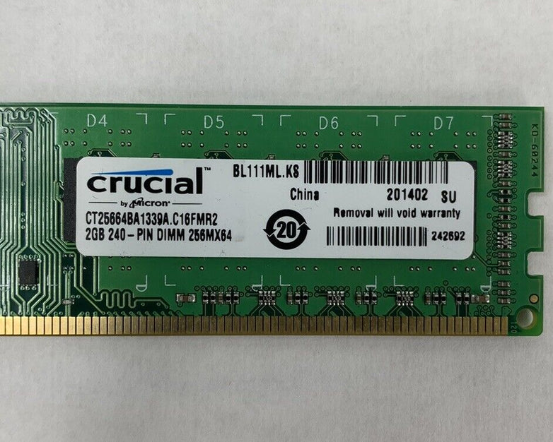 Crucial 2GB 240-Pin DIMM 256MX64 Memory CT25664BA1339A.C16FMR2 (Lot of 6)