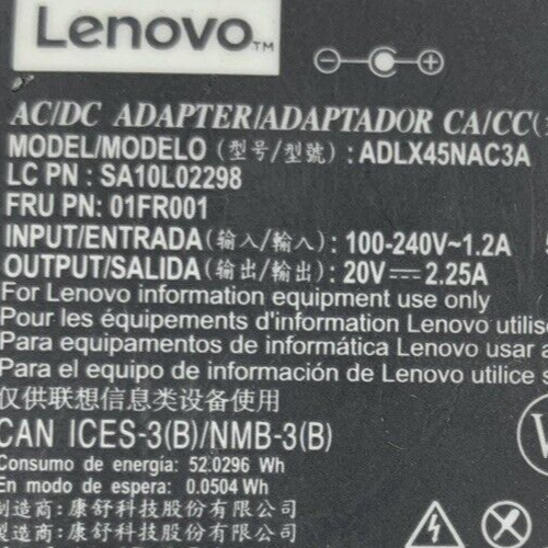 Mixed Lot of 8 Lenovo 20V 2.25A 45W AC Adapter