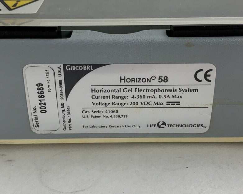 Horizon 58 Life Technologies Gibco Brl Electrophoresis Apparatus