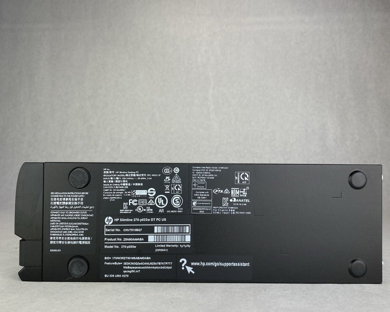 HP Slimline PC 270-p033w DT Intel Celeron G3930 2.90GHz 4GB RAM WiFi No HDD OS