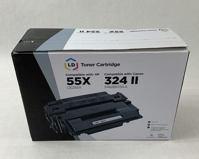 LD Toner Cartridge High Yield Black Compatible with HP 55X and Canon 324 II
