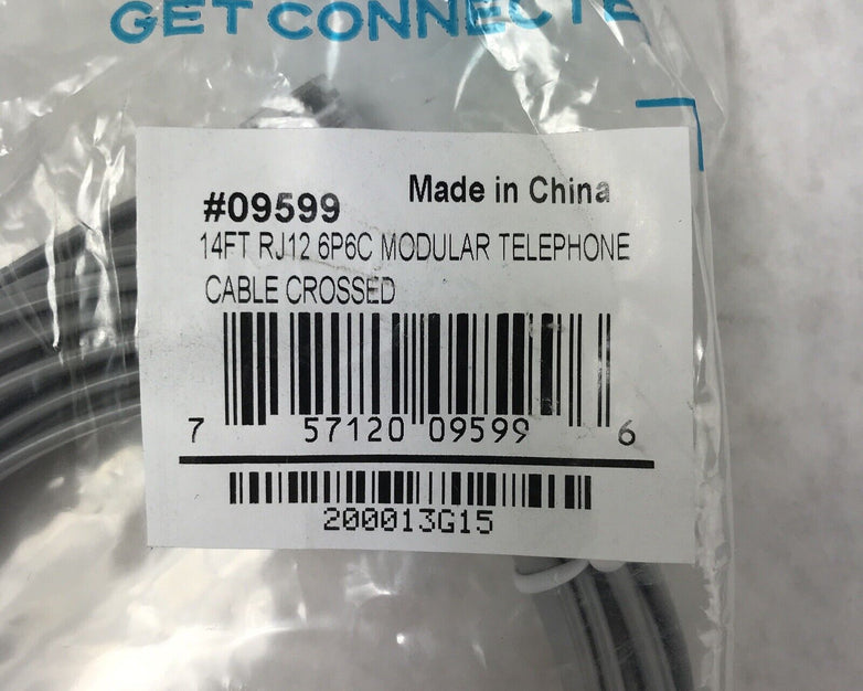14ft RJ12 6P6C Modular Telephone Cable Crossed Line Cord (Lot of 10)
