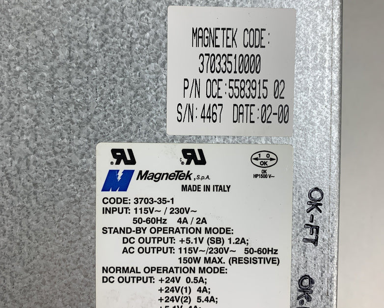 Oce 5583915 02 Magnetek 3703-35-1 230V Voltage Power Supply for OCE 9600