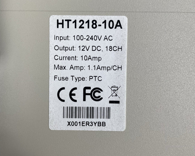 18 Channel Port 12V DC 10 Amp Amper with Power Supply No Keys