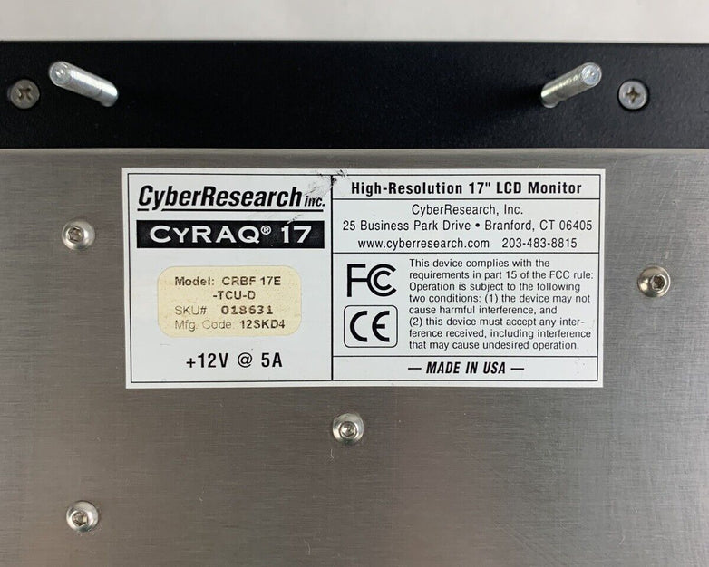 Cyber Research CRBF 17E-TCU-D CYRAQ 17 High Resolution 17" LCD Monitor Tested