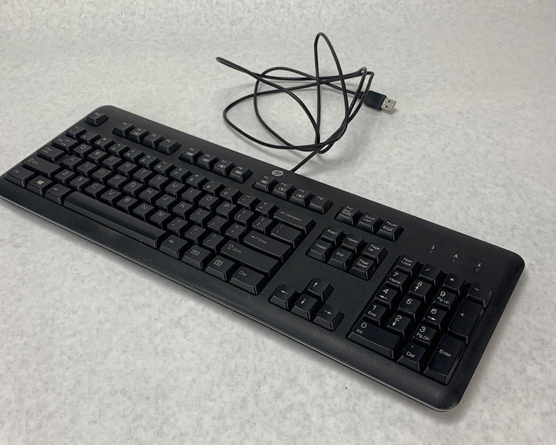 HP 701424-001 USB Desktop Office Quiet Keys KU-1156 Keyboard 672647-00 Black