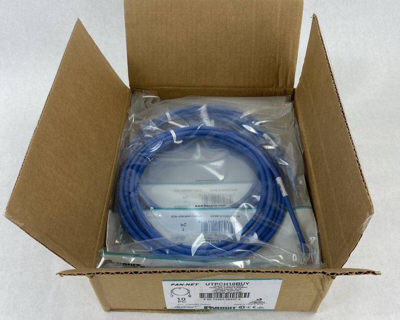 Lot of 10 Panduit UTPCH3YLY 10ft Blue TX5E UTP Patch Cord T568A