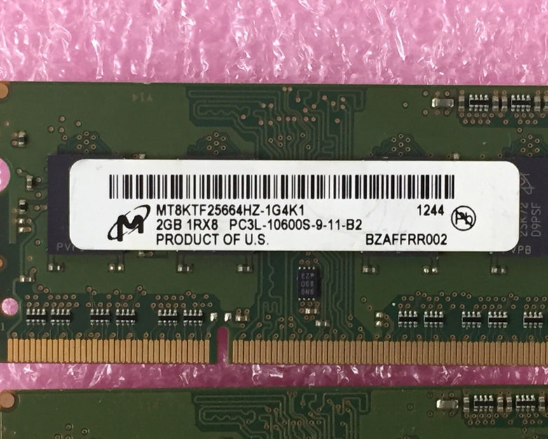4GB Kit (2x 2GB) PC3L-10600S-9-11-B2 Micron MT8KTF25664HZ-1G4K1