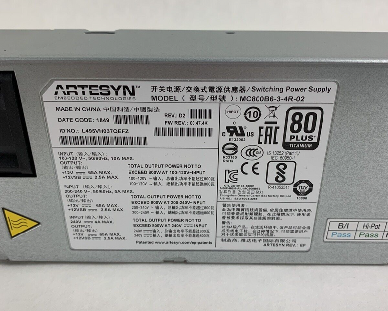 Artesyn MC800B6-3-4R-02 80 Plus Titanium 800W Switching Power Supply Tested