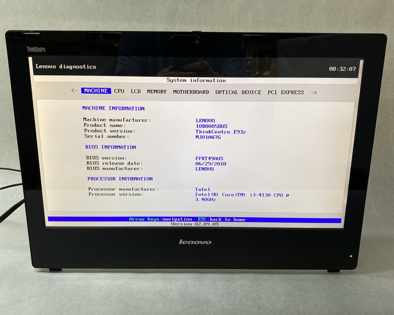 Lenovo ThinkCentre E93z AIO Intel Core i3-4130 3.40GHz 4GB RAM No HDD No OS