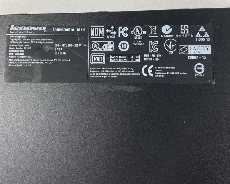 Lenovo ThinkCentre M73 SFF Intel Core i5-4590 3.30GHz 4GB RAM No HDD No OS