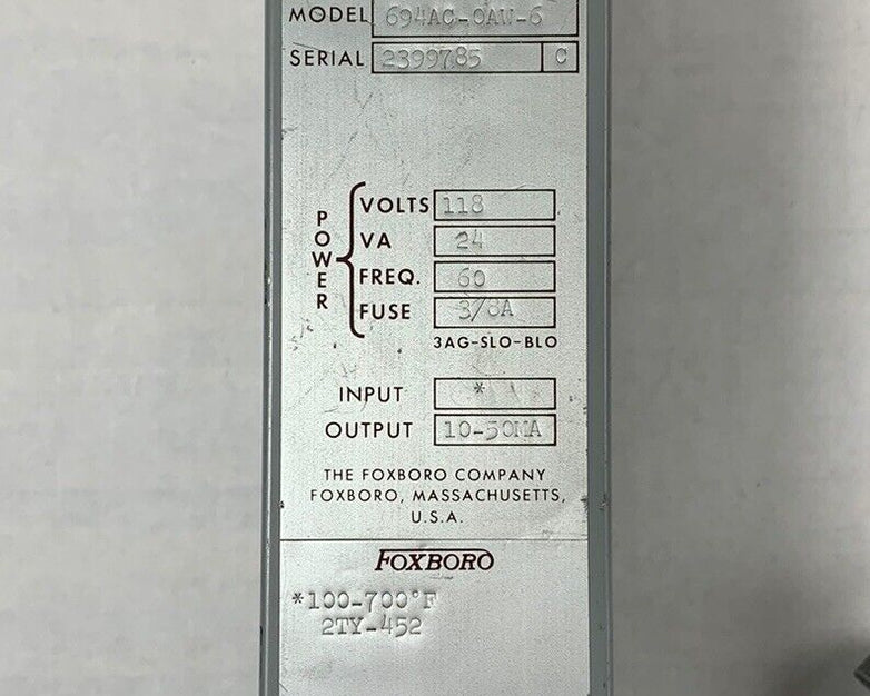 Foxboro 694AC-0AW-6 M/694A Resistance Converter