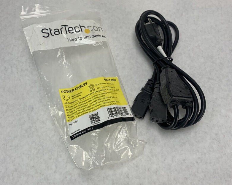 Startech 6ft Standard Y Computer Power Cord NEMA 5-15P to 2xC13 / PXT101Y