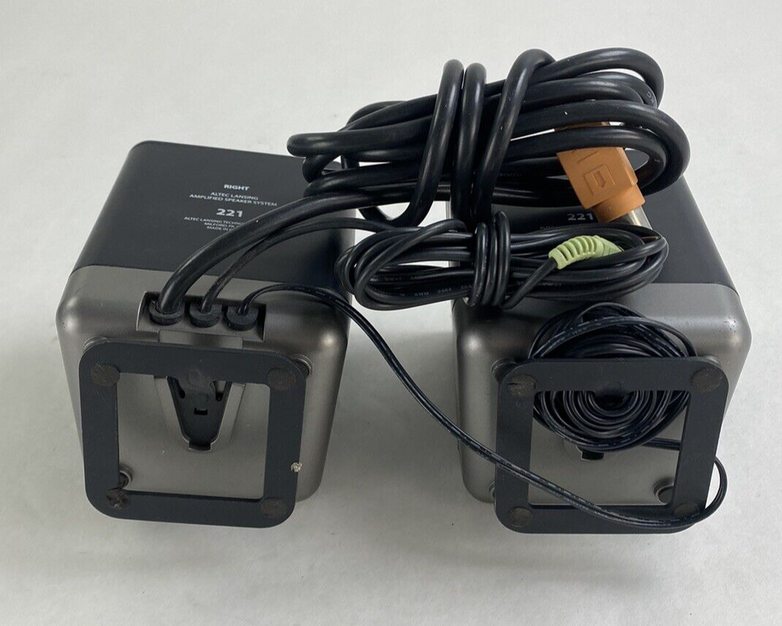 Altec Lansing Pair of Mini Portable Computer Speakers 221 For Parts or Repair