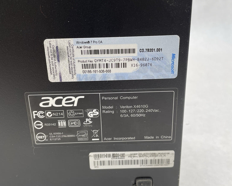 Acer Veriton X4610G SFF i3-2120 3.30 GHz 4 GB RAM No HDD No OS