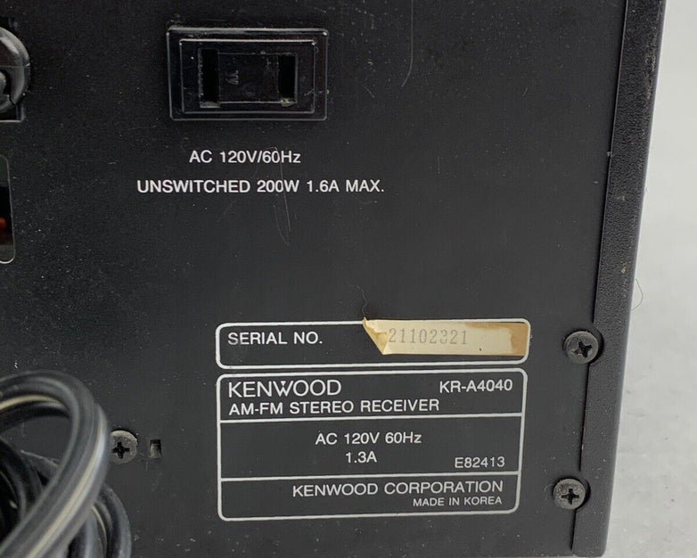 Kenwood KR-A4040 2 Channel Stereo Receiver No Remote No Power For Parts