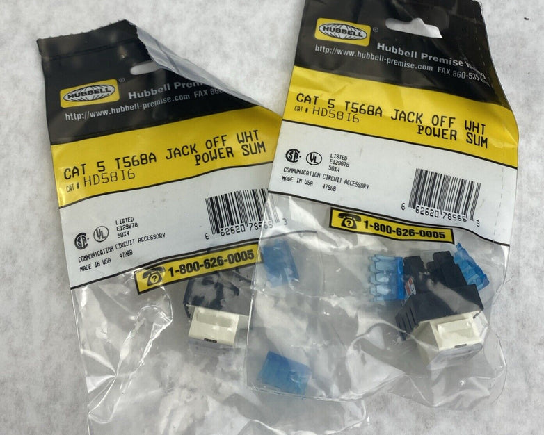 Lot( 2 ) Hubbell HD58A6 Cat 5 T568B Jack Off White Power Sum USAmade