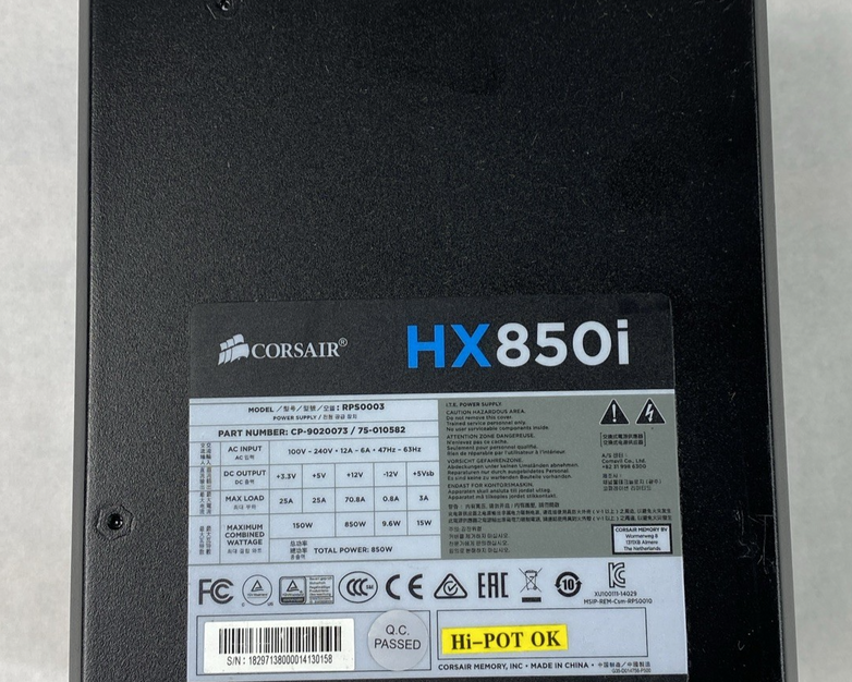 Corsair HX850i 850W Power Supply No Cables Untested