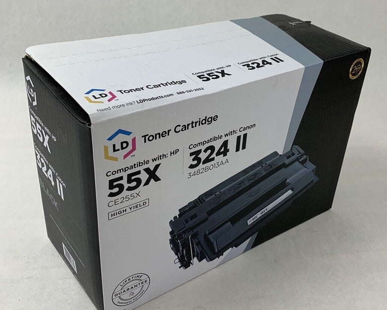 LD Toner Cartridge High Yield Black Compatible with HP 55X and Canon 324 II