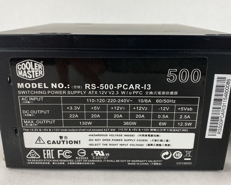Cooler Master RS-500-PCAR-13 500W Power Supply Tested