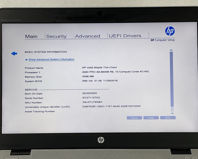 HP mt42 Mobile Thin Client 14" AMD Pro A8 8600B R6 1.6GHz 4GB RAM No Batt/HDD/OS