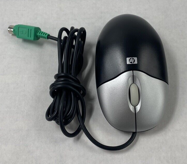 Lot of 6 HP MOAFKOA PS/2 Black and Silver Optical Scroll Wheel 3 Button Mouse