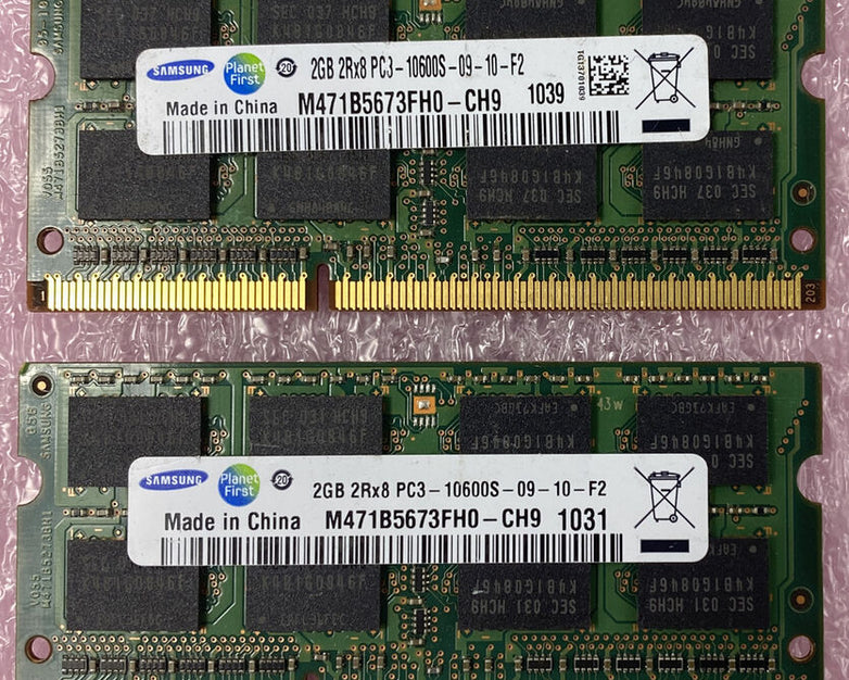 Lot ( 4 ) 2GB Samsung M471B5673FH0-CH9 2Rx8 PC3-10600S Laptop Memory RAM